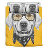 Golden Retriever With Glasses Print Duvet Cover Bedding Set