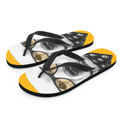 Golden Retriever With Glasses Print Flip Flops