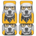 Golden Retriever With Glasses Print Front and Back Car Floor Mats