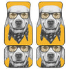 Golden Retriever With Glasses Print Front and Back Car Floor Mats