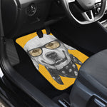 Golden Retriever With Glasses Print Front and Back Car Floor Mats