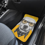 Golden Retriever With Glasses Print Front and Back Car Floor Mats