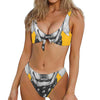 Golden Retriever With Glasses Print Front Bow Tie Bikini