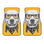 Golden Retriever With Glasses Print Front Car Floor Mats