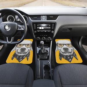 Golden Retriever With Glasses Print Front Car Floor Mats