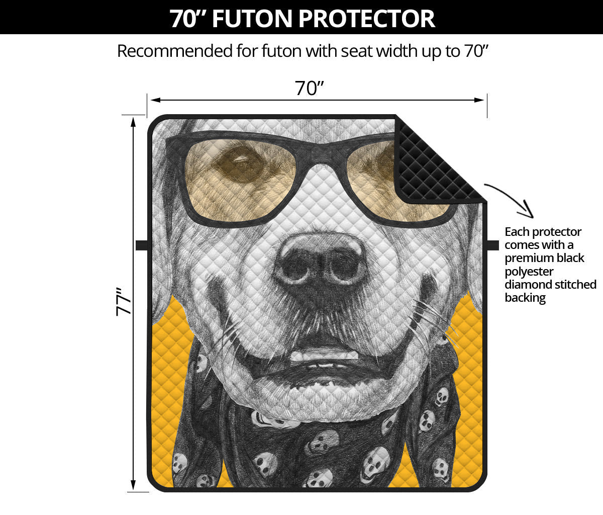 Golden Retriever With Glasses Print Futon Protector