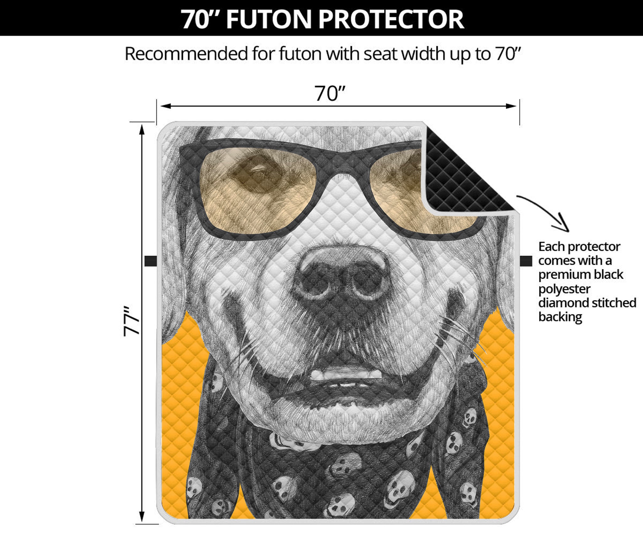 Golden Retriever With Glasses Print Futon Protector