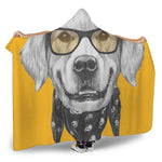 Golden Retriever With Glasses Print Hooded Blanket