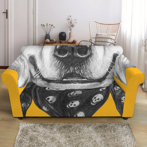 Golden Retriever With Glasses Print Loveseat Slipcover