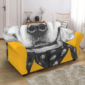 Golden Retriever With Glasses Print Loveseat Slipcover