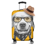 Golden Retriever With Glasses Print Luggage Cover