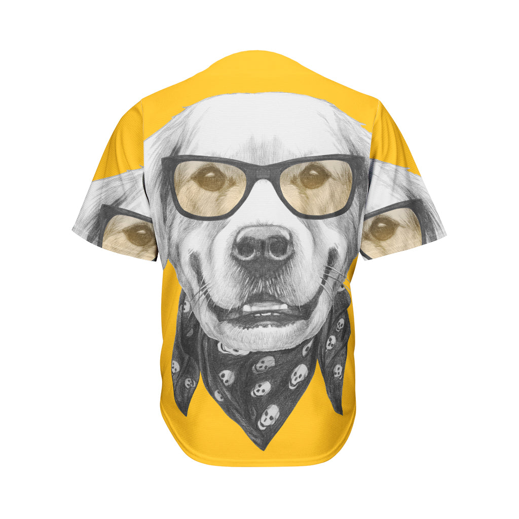 Golden Retriever With Glasses Print Men's Baseball Jersey