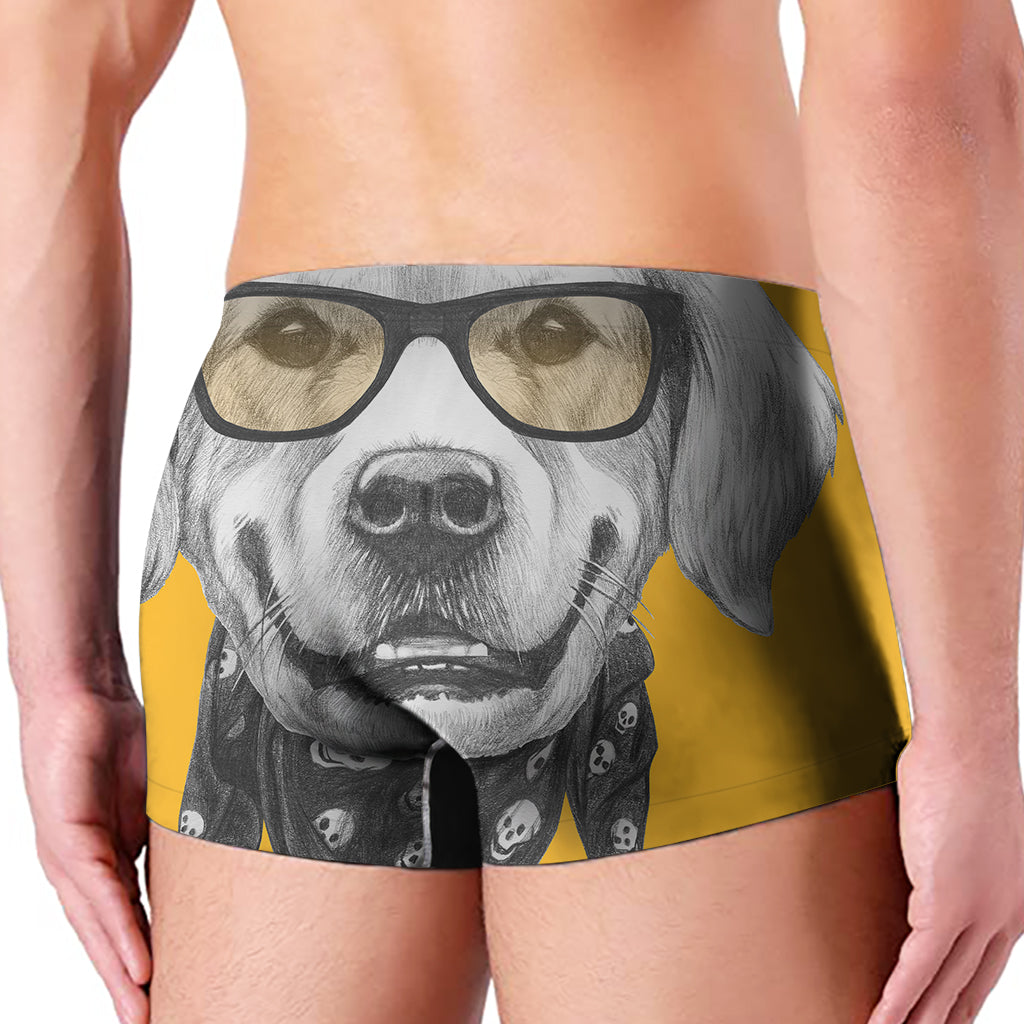 Golden Retriever With Glasses Print Men's Boxer Briefs