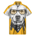 Golden Retriever With Glasses Print Men's Short Sleeve Shirt