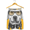 Golden Retriever With Glasses Print Men's Shorts