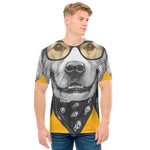 Golden Retriever With Glasses Print Men's T-Shirt