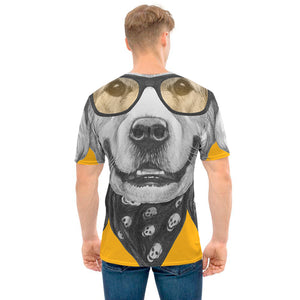 Golden Retriever With Glasses Print Men's T-Shirt