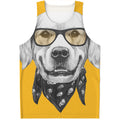Golden Retriever With Glasses Print Men's Tank Top