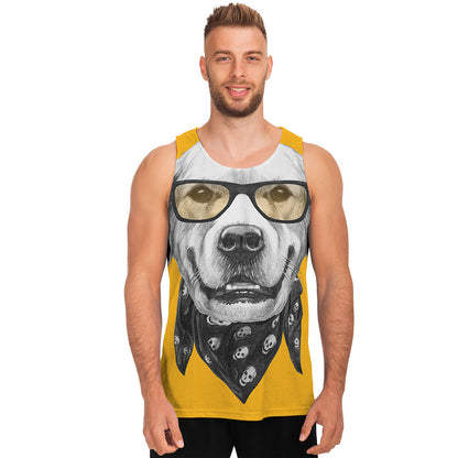 Golden Retriever With Glasses Print Men's Tank Top
