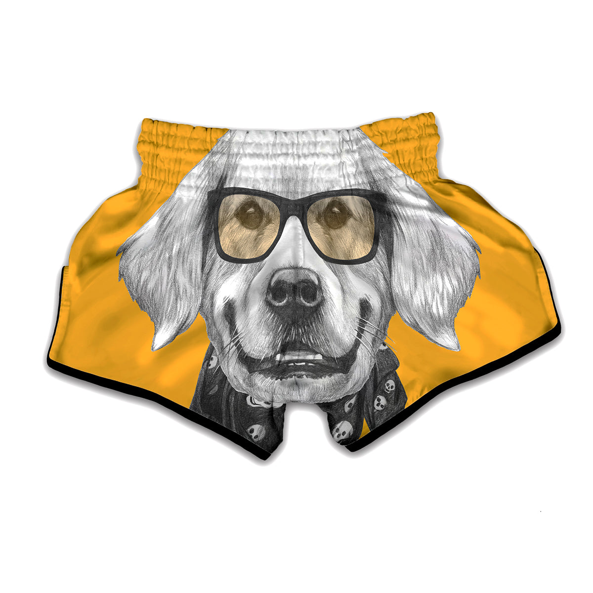 Golden Retriever With Glasses Print Muay Thai Boxing Shorts