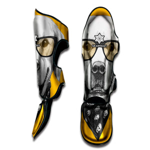 Golden Retriever With Glasses Print Muay Thai Shin Guard