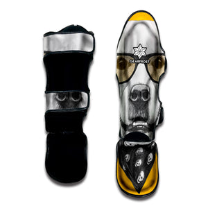 Golden Retriever With Glasses Print Muay Thai Shin Guard