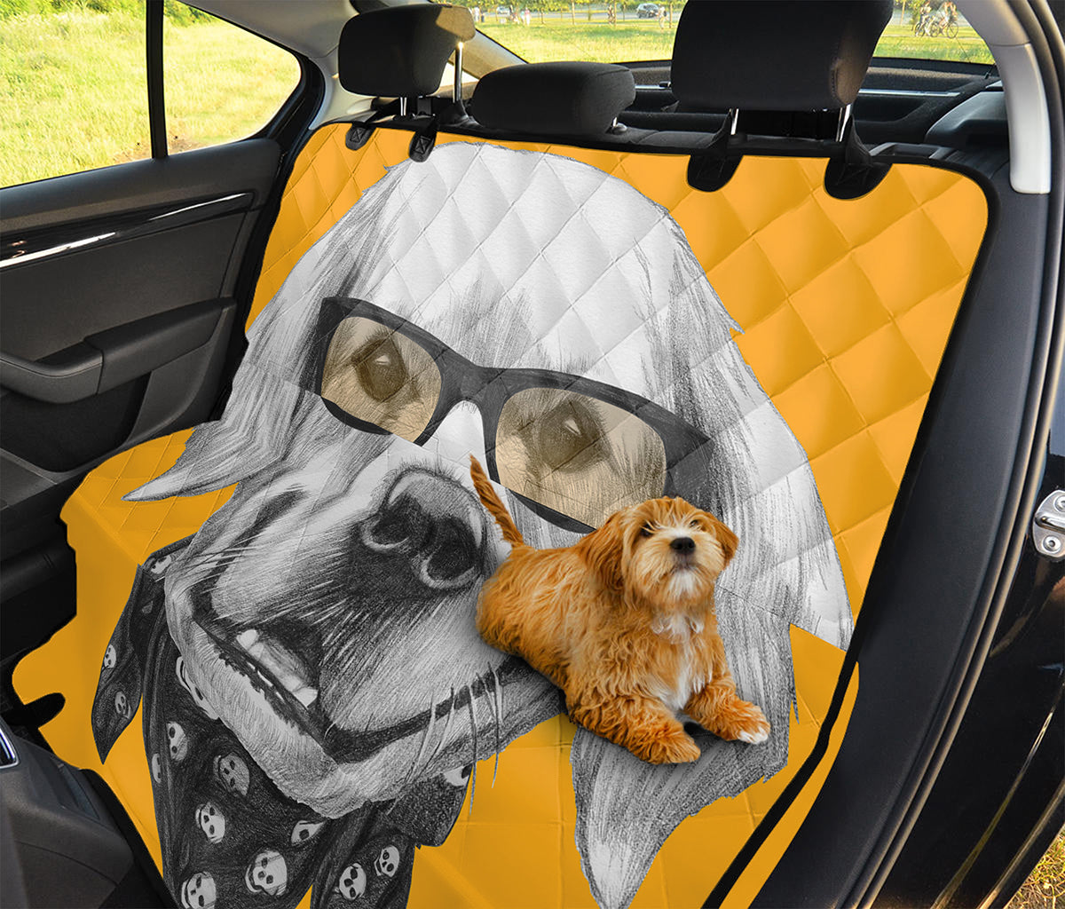 Golden Retriever With Glasses Print Pet Car Back Seat Cover