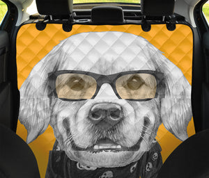 Golden Retriever With Glasses Print Pet Car Back Seat Cover