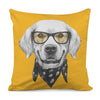 Golden Retriever With Glasses Print Pillow Cover