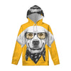 Golden Retriever With Glasses Print Pullover Hoodie