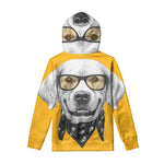 Golden Retriever With Glasses Print Pullover Hoodie