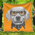 Golden Retriever With Glasses Print Quilt