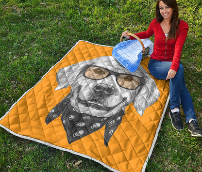 Golden Retriever With Glasses Print Quilt