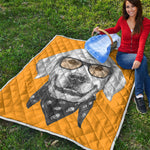 Golden Retriever With Glasses Print Quilt