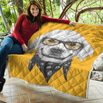 Golden Retriever With Glasses Print Quilt