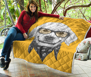 Golden Retriever With Glasses Print Quilt