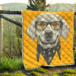 Golden Retriever With Glasses Print Quilt