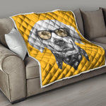 Golden Retriever With Glasses Print Quilt