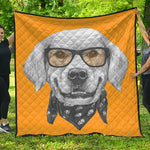 Golden Retriever With Glasses Print Quilt