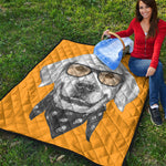 Golden Retriever With Glasses Print Quilt