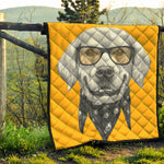 Golden Retriever With Glasses Print Quilt