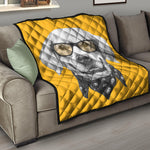 Golden Retriever With Glasses Print Quilt