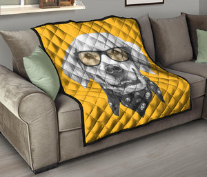 Golden Retriever With Glasses Print Quilt