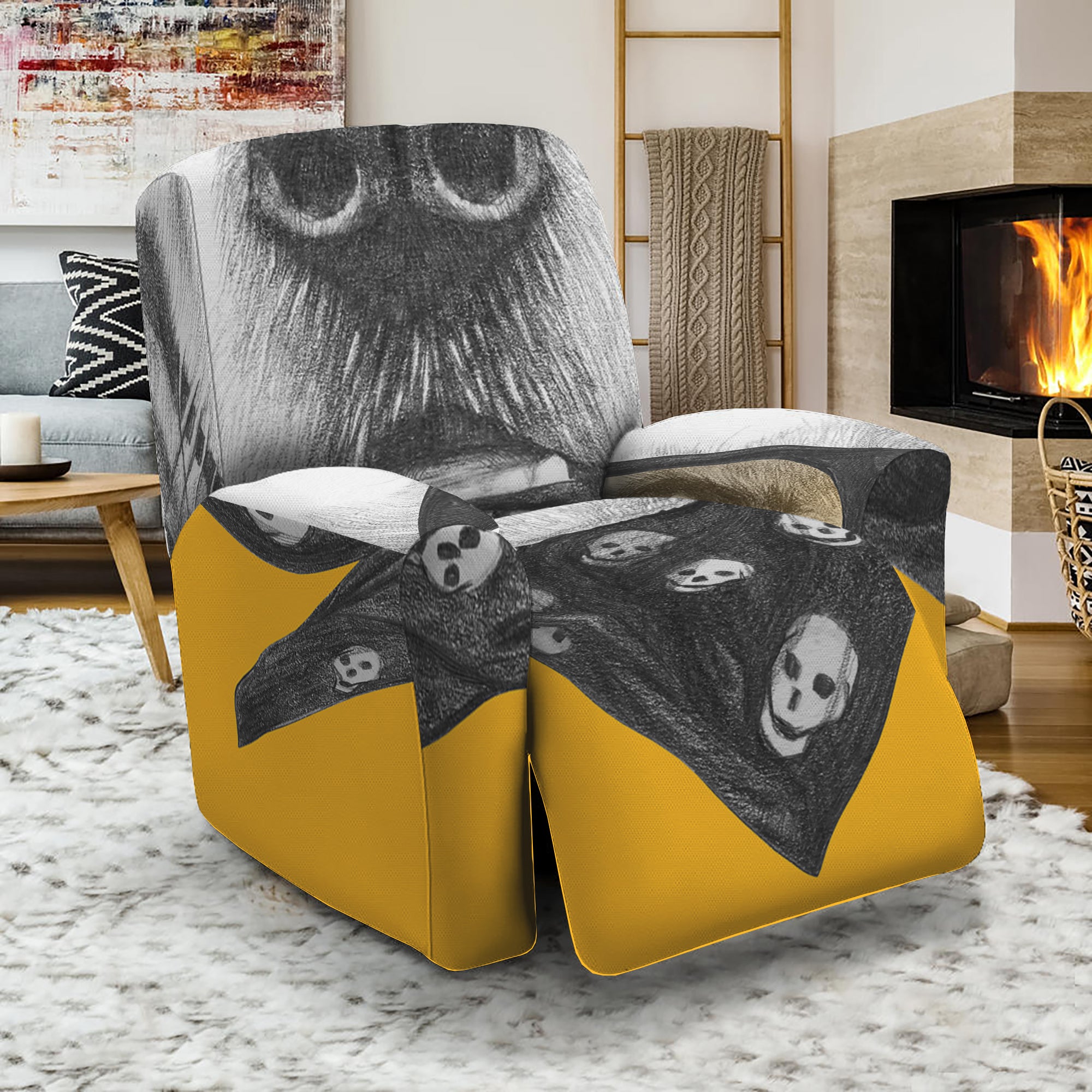 Golden Retriever With Glasses Print Recliner Slipcover