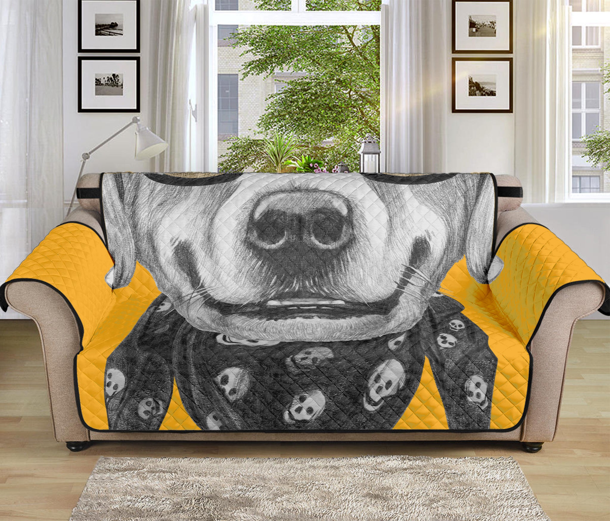 Golden Retriever With Glasses Print Sofa Protector