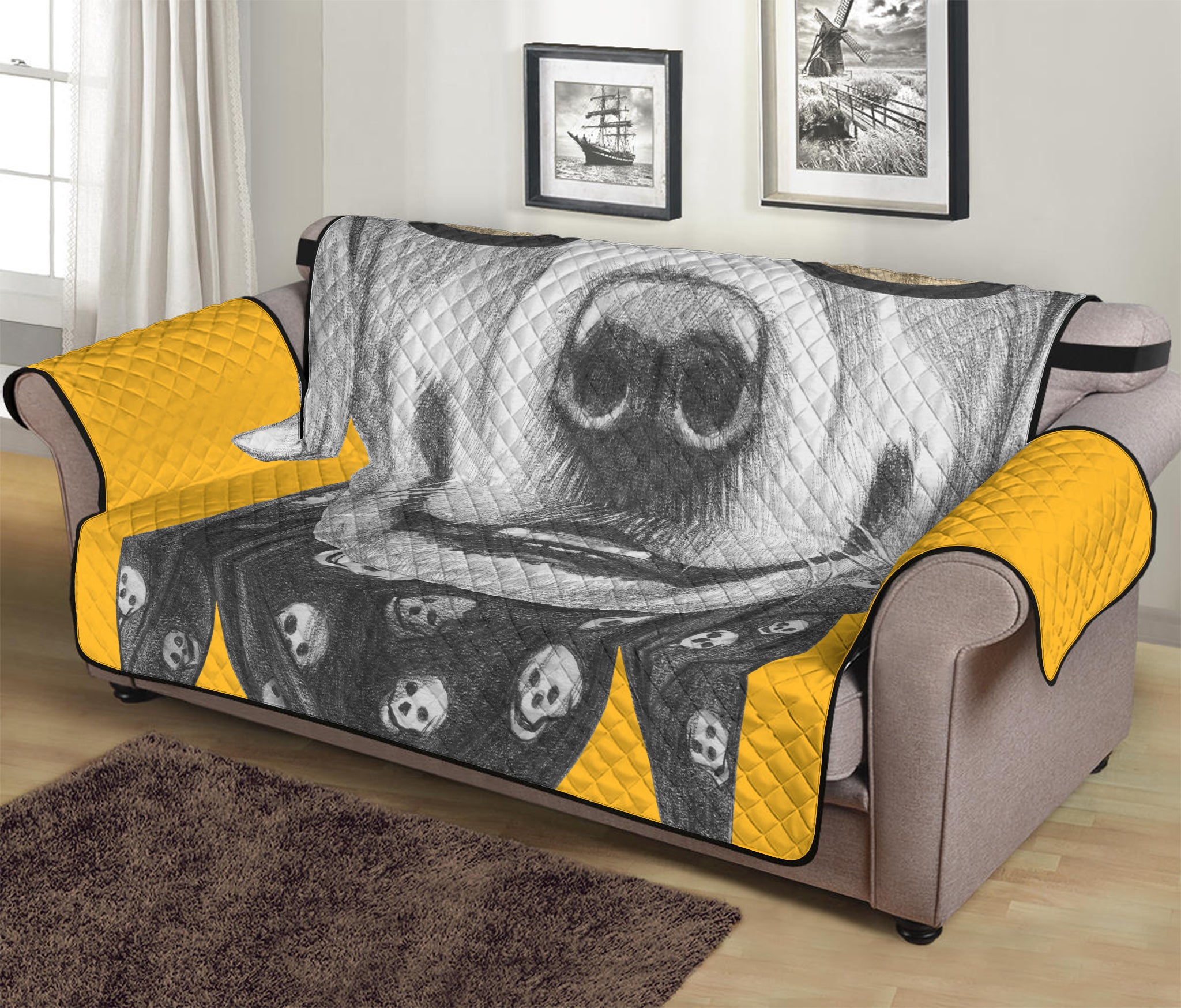 Golden Retriever With Glasses Print Sofa Protector