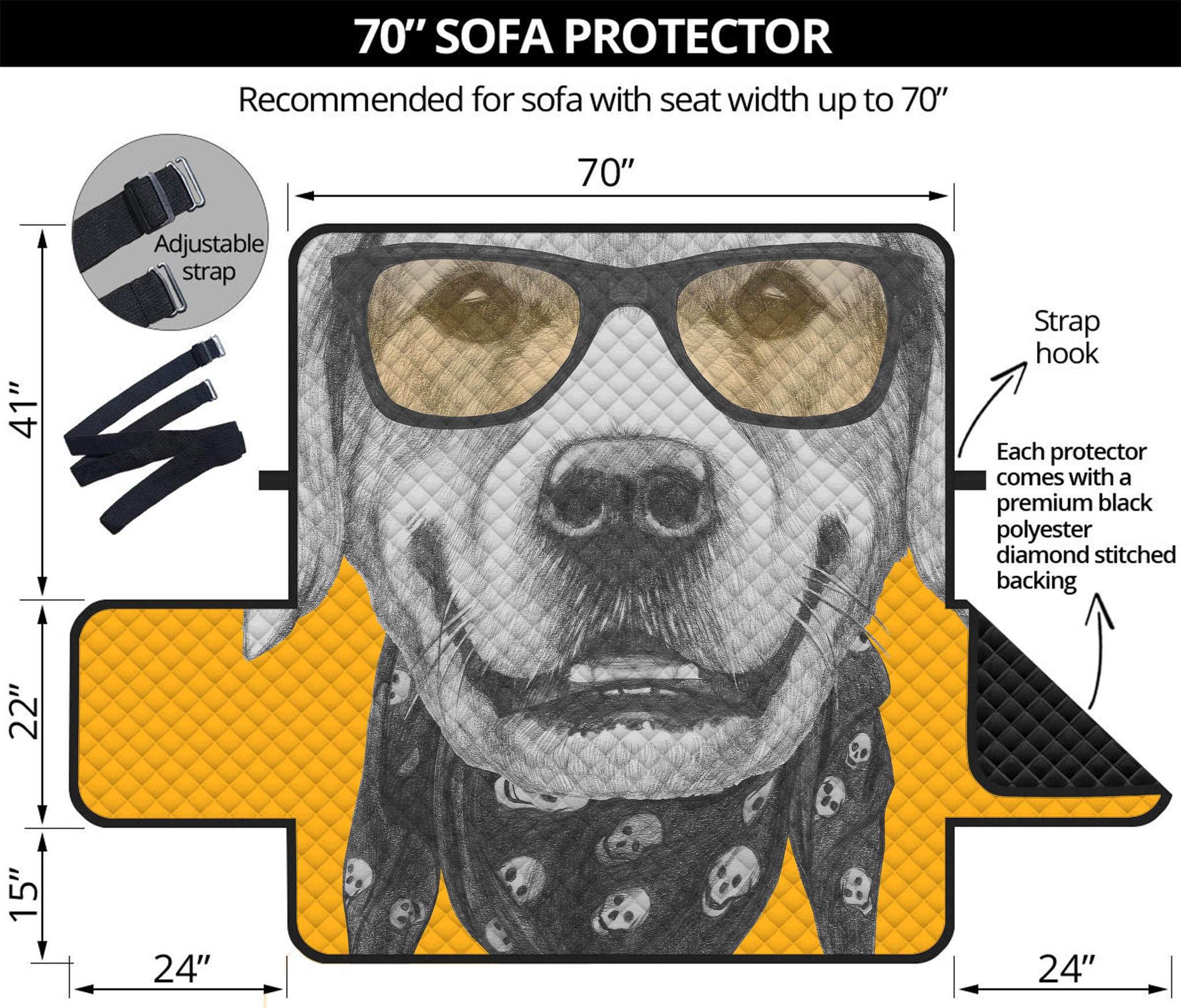 Golden Retriever With Glasses Print Sofa Protector