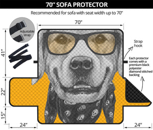 Golden Retriever With Glasses Print Sofa Protector