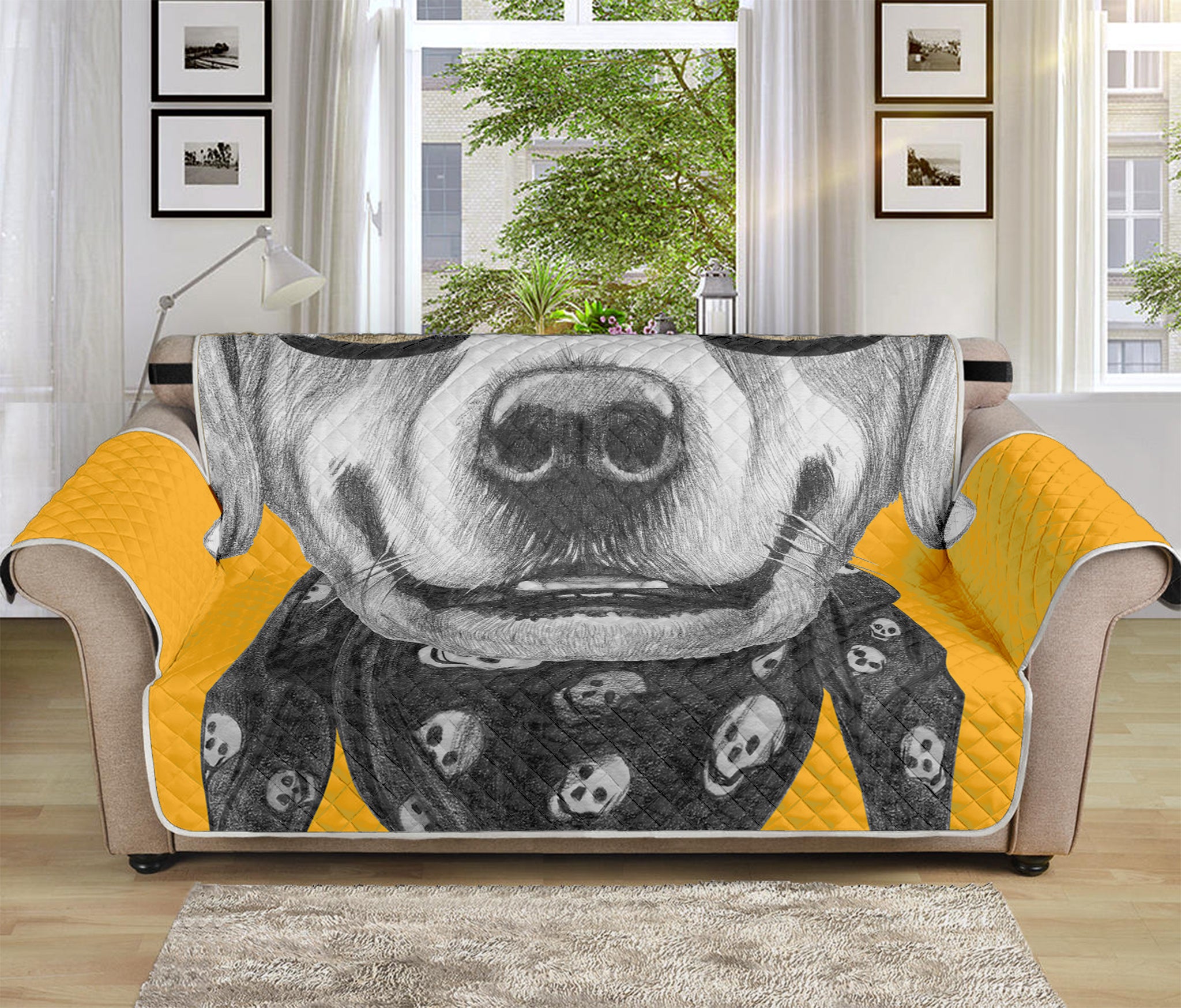 Golden Retriever With Glasses Print Sofa Protector