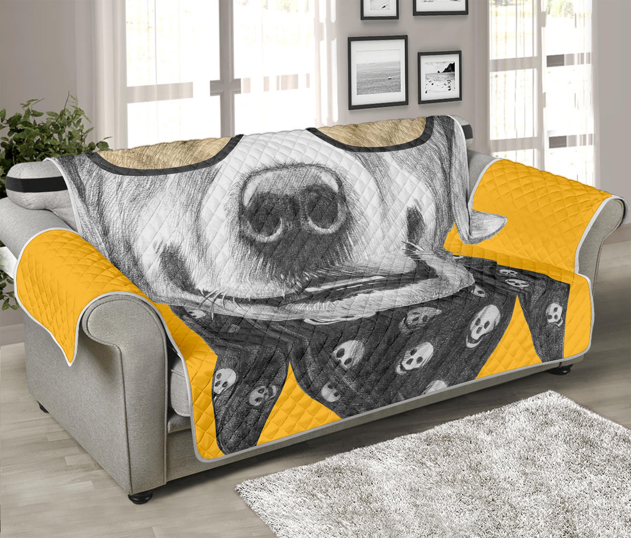 Golden Retriever With Glasses Print Sofa Protector